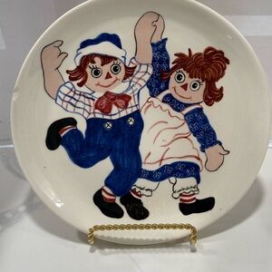 Vintage Raggedy Ann & Andy Ceramic Decorative PLATE.1960S to Early 1970s. Rare
